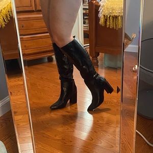 Croc Knee high pointed toe boots
